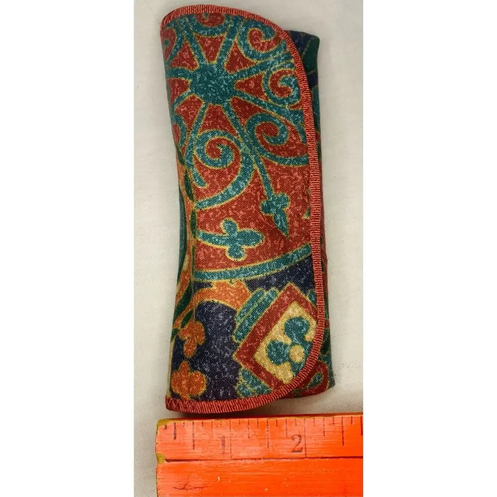 Eyeglass Case For Women Hard Case Sunglasses Fabric Covered Paisley Multicolored
